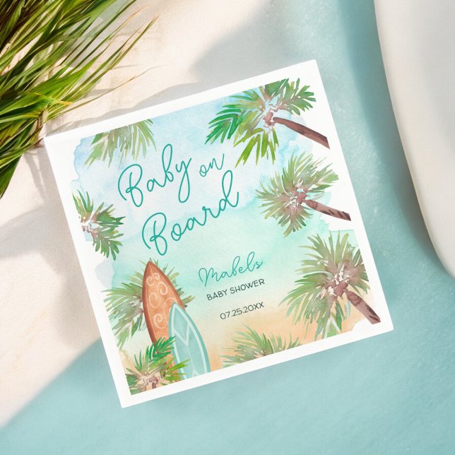 Fun Tropische Palmen Strand Baby an Bord Dusche Serviette (Fun Tropical palm trees beach baby on board shower Napkins)