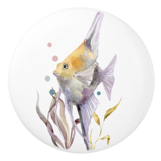 FUN TROPISCHER FISCH, FERIENHAUS STRANDSTRAND KERAMIKKNAUF (Vorderseite)