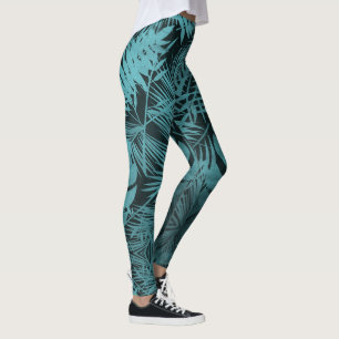 Fun tropisches aquamarines Palmenblatt botanisches Leggings