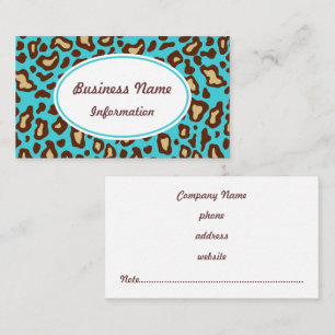 Fun Türkise Animal Print Business Card Visitenkarte