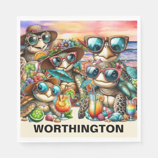 Fun Turtles Ansammlung Serviette (Vorderseite)