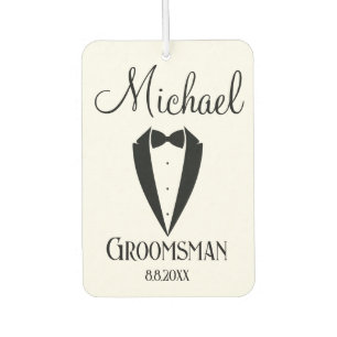 Fun Tuxedo mit Bogen Trauzeuge personalisiert chic Autolufterfrischer