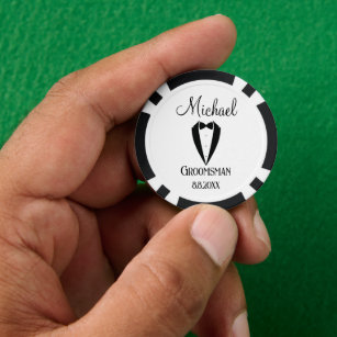 Fun Tuxedo mit Bogen Trauzeuge personalisiert chic Pokerchips