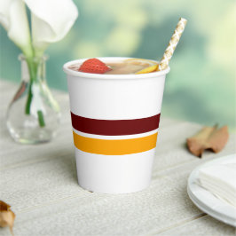 Fun Twin Deep Red Gelb Centre Streifen auf Weiß Pappbecher
