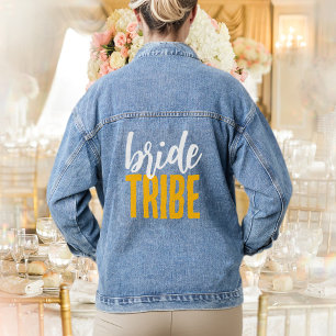 Fun Typografie Bachelorette Stagette Bride Stamm Jeansjacke