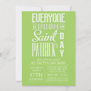 Fun Typografie St. Patrick's Day Bash Dinner Party Einladung