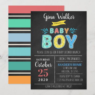 Fun Typografy Baby Boy Dusche Einladung