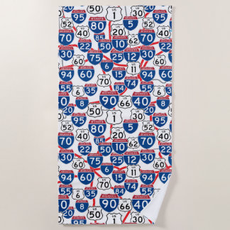 Fun U.S. Highway Signs und Map Random Muster Strandtuch