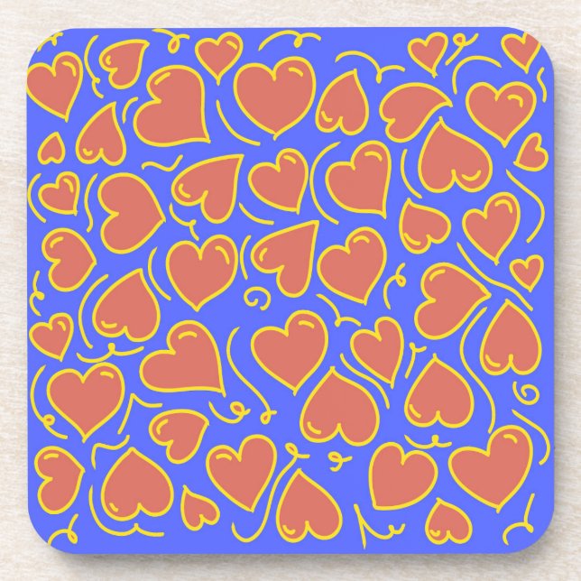 Fun und Bold Hearts Muster Getränkeuntersetzer (Vorderseite)