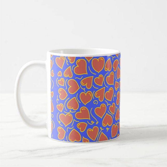 Fun und Bold Hearts Muster Kaffeetasse (Links)