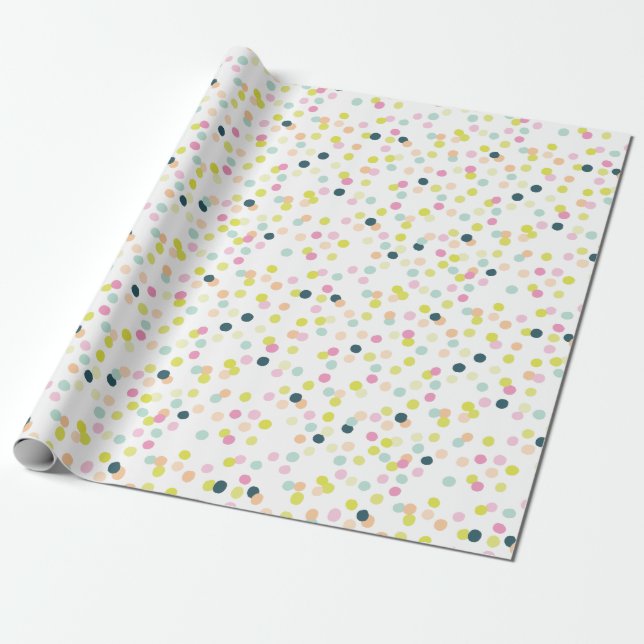 Fun und Colorful Confetti Dots Muster Geschenkpapier (Ungerollt)