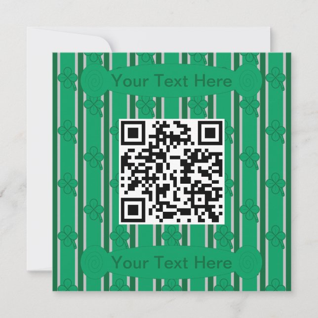 Fun und Extravagant 4 leaf Clover QR-Code Einladung (Vorderseite)