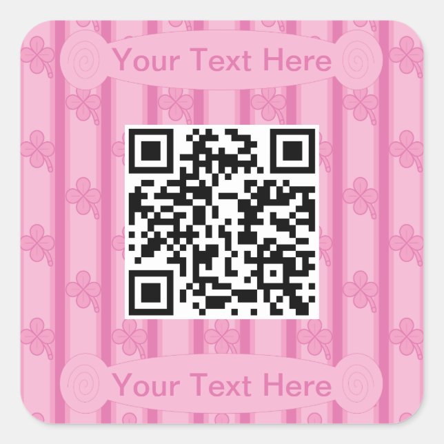 Fun und Extravagant 4 leaf Clover QR-Code Quadratischer Aufkleber (Vorderseite)