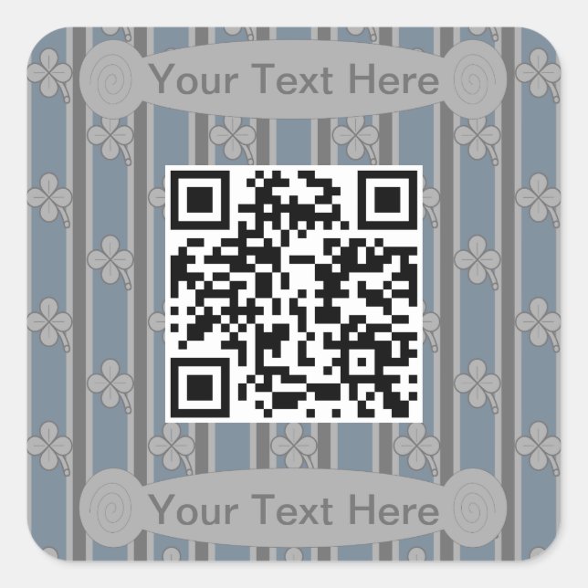 Fun und Extravagant 4 leaf Clover QR-Code Quadratischer Aufkleber (Vorderseite)