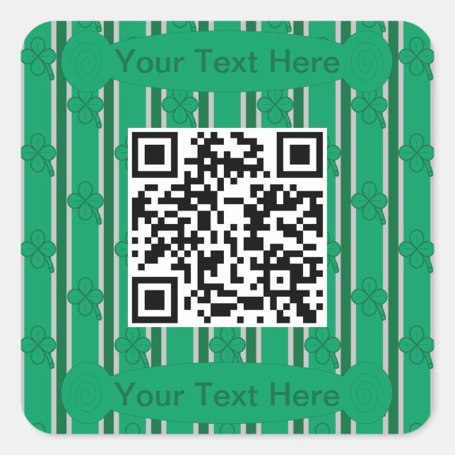 Fun und Extravagant 4 leaf Clover QR-Code Quadratischer Aufkleber (Vorderseite)