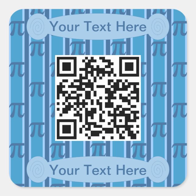 Fun und Extravagant Blue PII 3.142 QR-Code Quadratischer Aufkleber (Vorderseite)