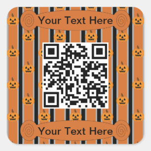 Fun und Extravagante Halloween Pumpkins QR-Code Quadratischer Aufkleber