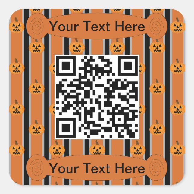 Fun und Extravagante Halloween Pumpkins QR-Code Quadratischer Aufkleber (Vorderseite)