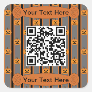Fun und Extravagante Halloween Pumpkins QR-Code Quadratischer Aufkleber
