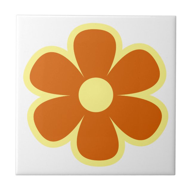Fun und Funky 60er 70er Retro Blume Keramik Tile Fliese (Vorderseite)