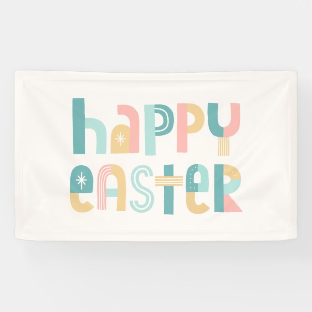 Fun und Funky Typografie Osterdesign Banner (Horizontal)