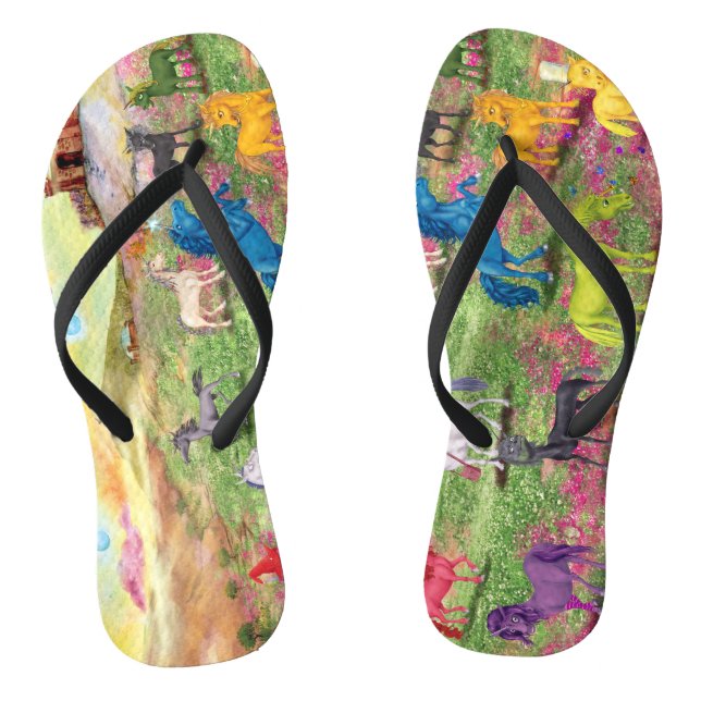 Fun Unicorn Flip Flops angepasste Erwachsene, schl (Fußbett)