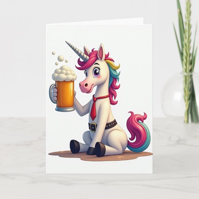 Fun Unicorn Party Time Card Karte (Vorderseite)