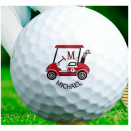 Fun Unique Custom Cart Monogram Name Golfball
