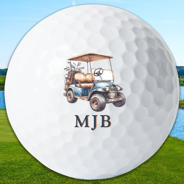 Fun Unique Golfer Cart Custom 3 Initial Monogram Golfball (Von Creator hochgeladen)