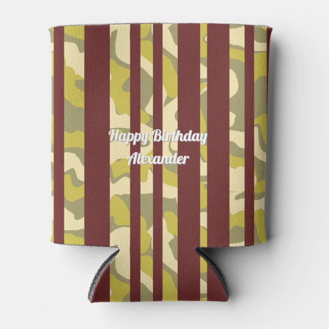 Fun Urban Camouflage Stripe Pattern Birthday Dosenkühler (Vorderseite)