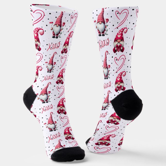 Fun Valentine Gnome Socken (Gewinkelt)
