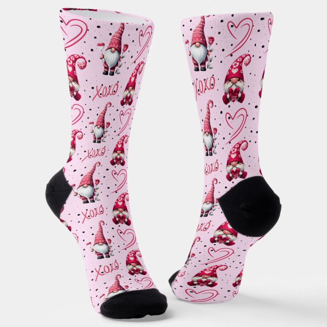 Fun Valentine Gnome Socken (Gewinkelt)