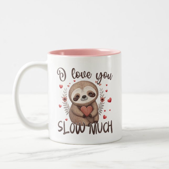 Fun Valentine puppen I Liebe Sie langsam viel nied Zweifarbige Tasse (Links)
