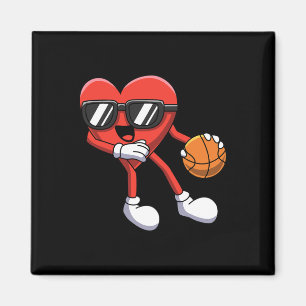 Fun Valentinstag Heart Playing Basketball Boys K Magnet