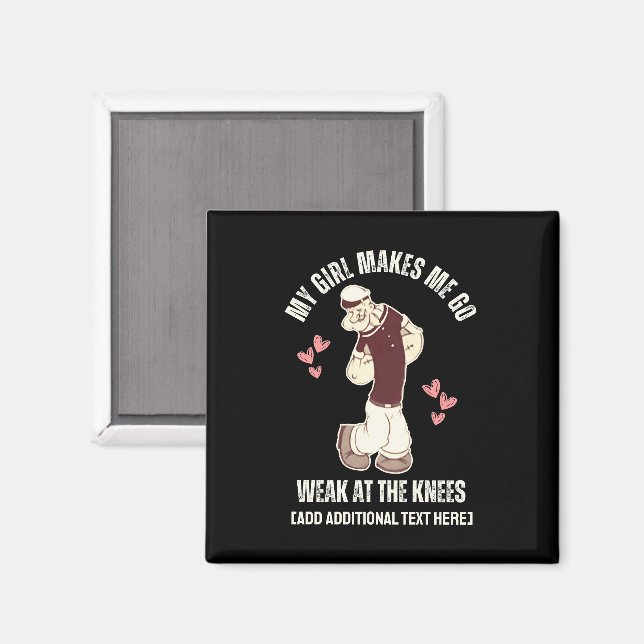 Fun Valentinstag POPEYE schwach an den Knie Magnet (Vorderseite/Rückseite)