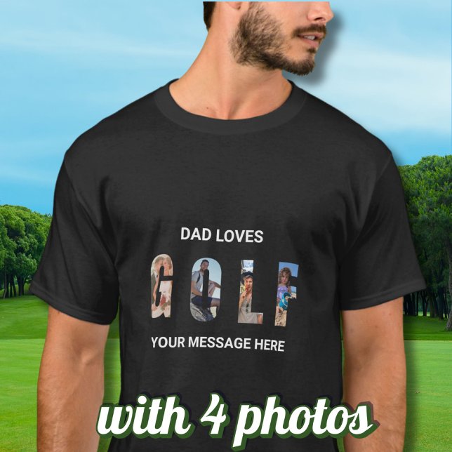 Fun Vater Golf Custom 4 Fotos Meldung T-Shirt (Von Creator hochgeladen)