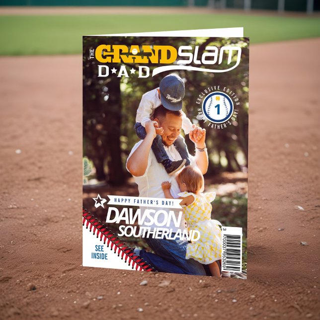 Fun Vatertag Baseball Lover Foto Magazine Karte (Fun Father's Day Baseball Lover Photo Magazine Card)