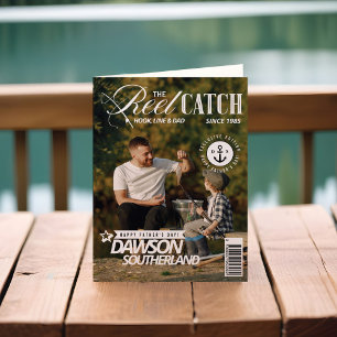 Fun Vatertag Vater Fishing Foto Magazine Cover Karte