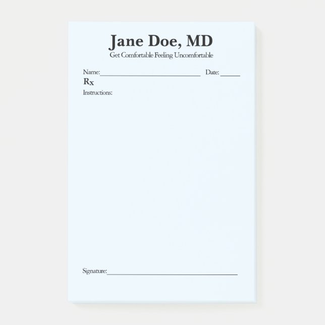 Fun verschreibung 4" x 6" Post Es notiert Blue Post-it Klebezettel (Vorderseite)