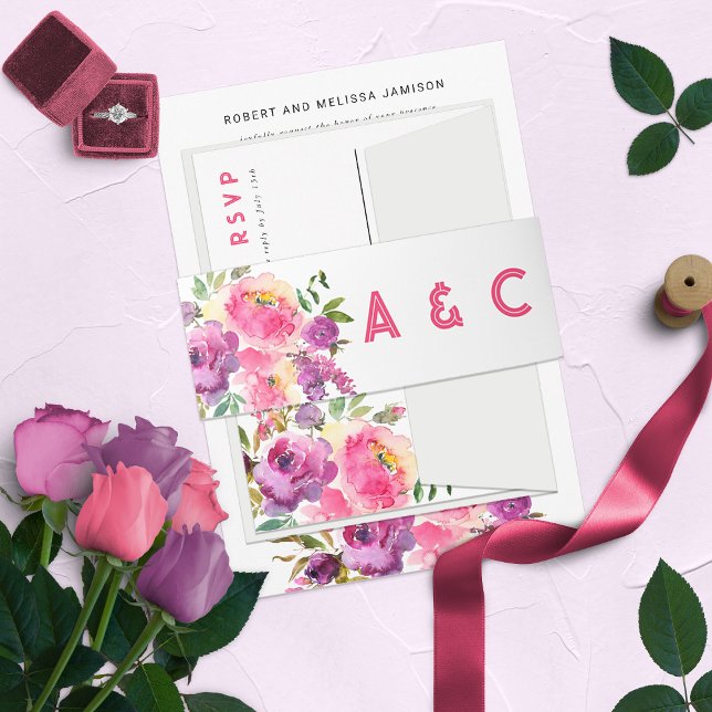 Fun Vibranet Fuchsia Floral Einladungsbanderole (Von Creator hochgeladen)