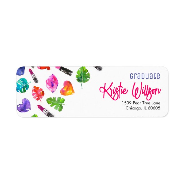 Fun Vibrant Watercolor Lipsticks Graduierungsparty (Vorne)