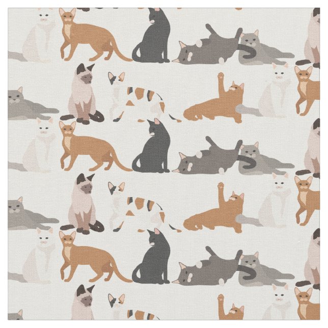 Fun Viele Katzen Tiermuster Stoff (Nahaufnahme)
