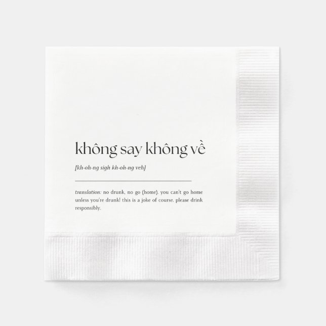 Fun Vietnamese Drinking Phrase Cocktail Napkin 01 Serviette (Vorderseite)