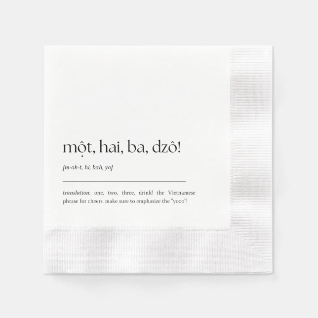 Fun Vietnamese Drinking Phrase Cocktail Napkin 02 Serviette (Vorderseite)