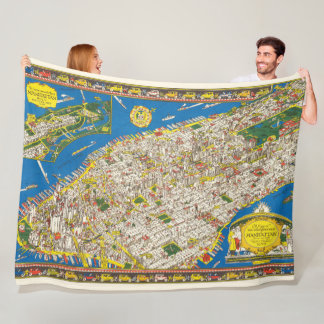 Fun Vintag 1926 Piktoriale Manhattan-Karte wiederh Fleecedecke