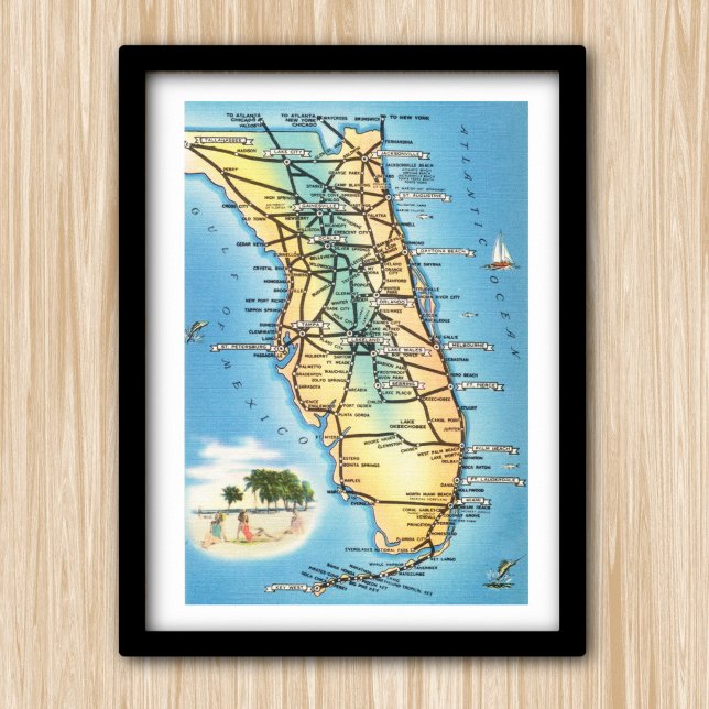 Fun Vintag Florida Map Poster (Von Creator hochgeladen)