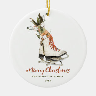 Fun Vintag Greenery Familienweihnachtsfest Foto Keramik Ornament