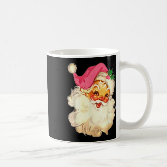Fun Vintag Pink Santa Claus Pink Weihnachtsdesign Kaffeetasse (Rechts)