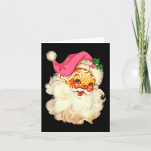 Fun Vintag Pink Santa Claus Pink Weihnachtsdesign Karte