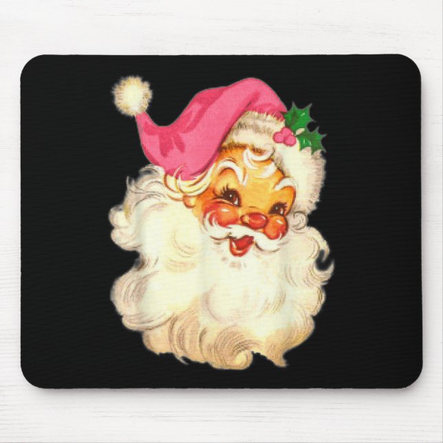 Fun Vintag Pink Santa Claus Pink Weihnachtsdesign Mousepad (Vorne)